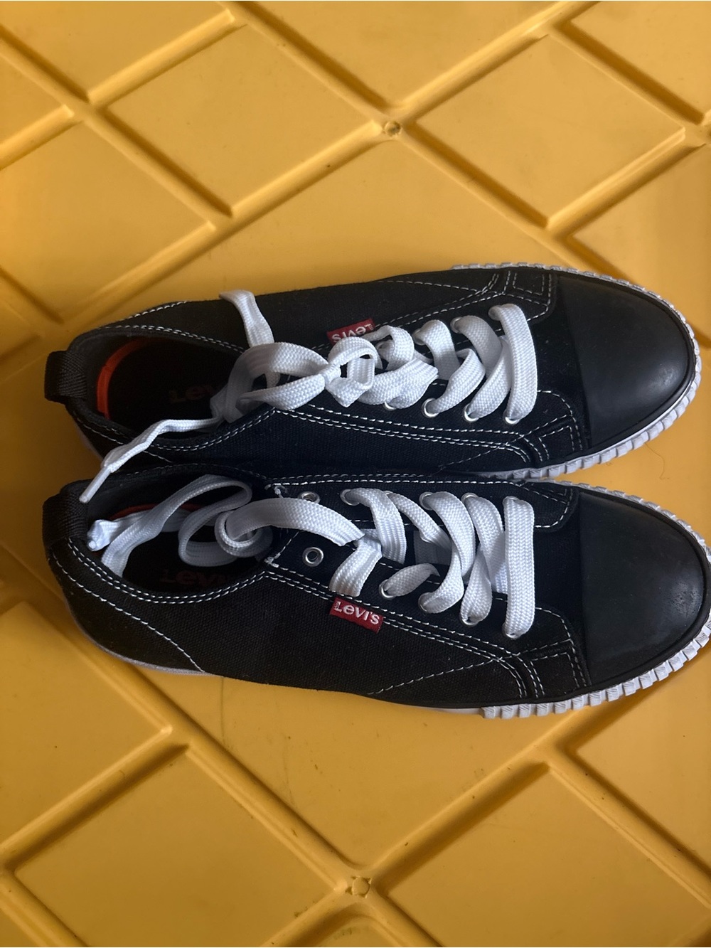 Levi's Kids Black Canvas Sneakers with White Laces